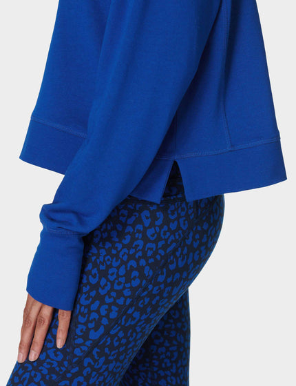 Sweaty Betty After Class Crop Sweatshirt - Lightning Blueimage4- The Sports Edit