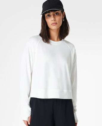 After Class Crop Sweatshirt - Lily White