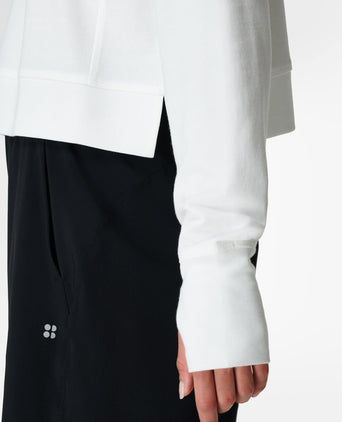 After Class Crop Sweatshirt - Lily White