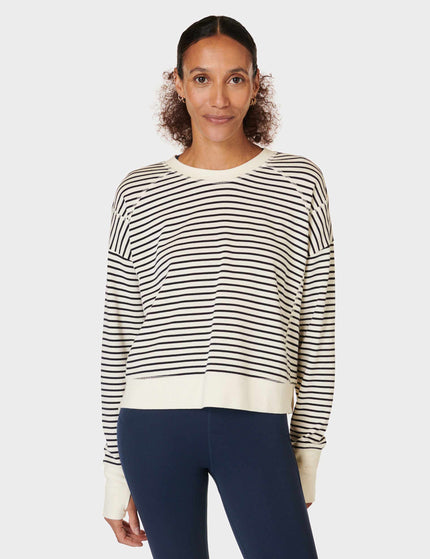 Sweaty Betty After Class Crop Sweatshirt - Lily White Stripeimage1- The Sports Edit