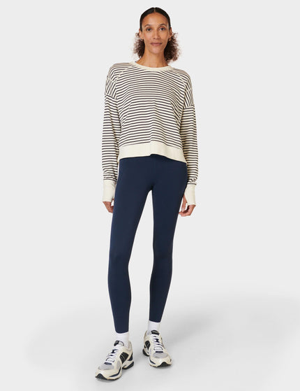 Sweaty Betty After Class Crop Sweatshirt - Lily White Stripeimage7- The Sports Edit