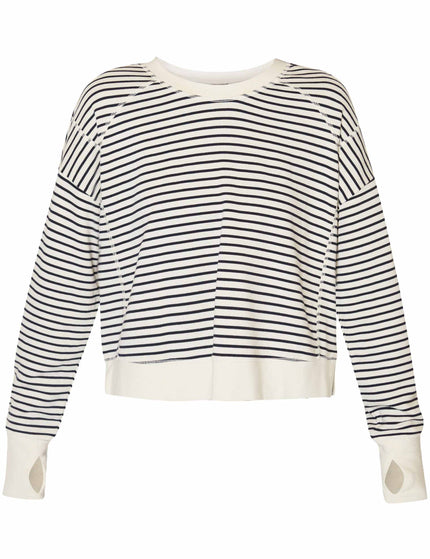 Sweaty Betty After Class Crop Sweatshirt - Lily White Stripeimage8- The Sports Edit