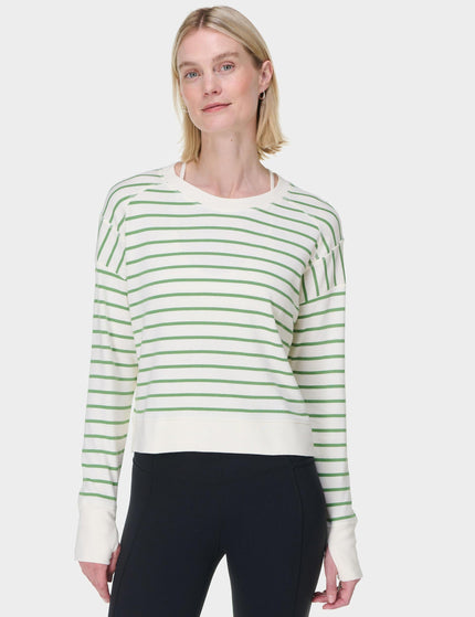 Sweaty Betty After Class Crop Sweatshirt - Lilywhite Green Stripeimage1- The Sports Edit