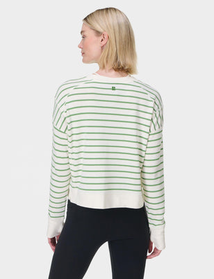 After Class Crop Sweatshirt - Lilywhite Green Stripe
