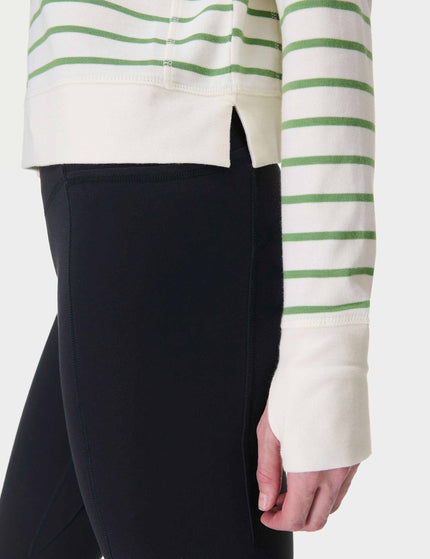 Sweaty Betty After Class Crop Sweatshirt - Lilywhite Green Stripeimage4- The Sports Edit