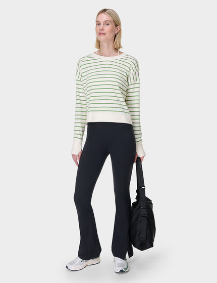 Sweaty Betty After Class Crop Sweatshirt - Lilywhite Green Stripeimage5- The Sports Edit