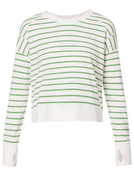 Sweaty Betty After Class Crop Sweatshirt - Lilywhite Green Stripeimage6- The Sports Edit