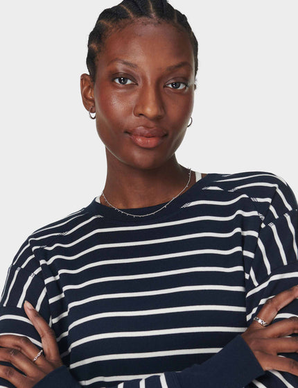 Sweaty Betty After Class Crop Sweatshirt - Navy White Stripeimage3- The Sports Edit