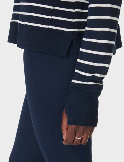 Sweaty Betty After Class Crop Sweatshirt - Navy White Stripeimage4- The Sports Edit