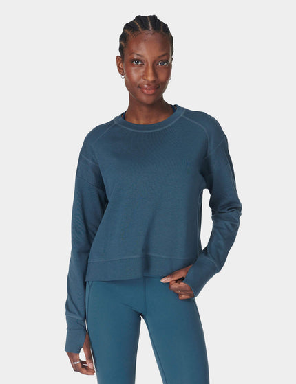 Sweaty Betty After Class Crop Sweatshirt - Subdued Blueimage1- The Sports Edit