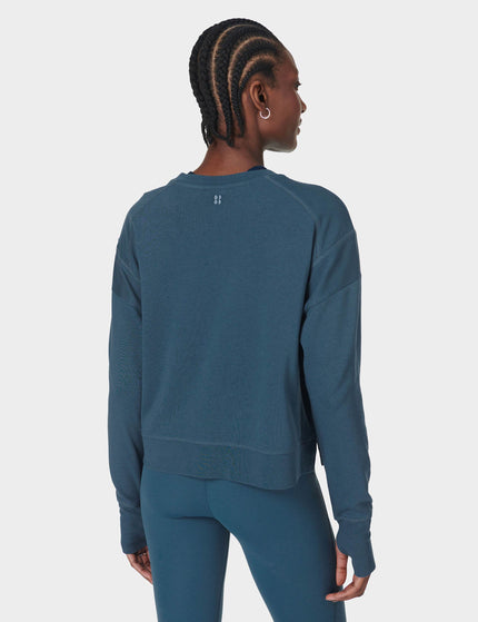 Sweaty Betty After Class Crop Sweatshirt - Subdued Blueimage2- The Sports Edit