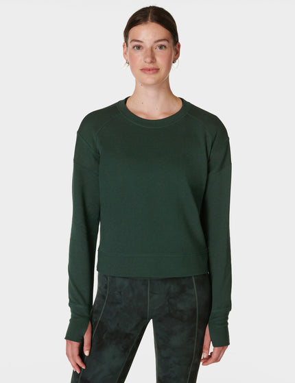 Sweaty Betty After Class Crop Sweatshirt - Trek Greenimage3- The Sports Edit