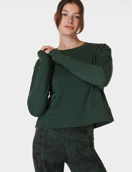 Sweaty Betty After Class Crop Sweatshirt - Trek Greenimage1- The Sports Edit