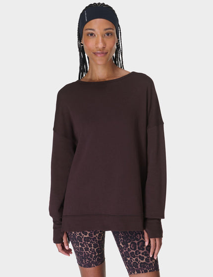 Sweaty Betty After Class Cross Back Sweatshirt - Sable Brownimage2- The Sports Edit