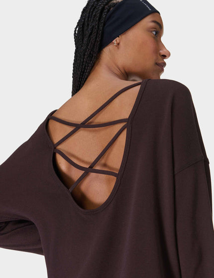 Sweaty Betty After Class Cross Back Sweatshirt - Sable Brownimage3- The Sports Edit