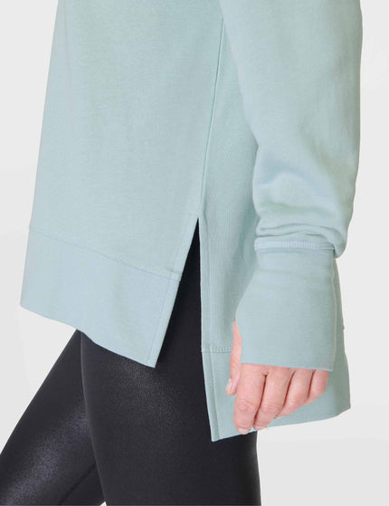 Sweaty Betty After Class Longline Sweatshirt - Muted Teal Blueimage4- The Sports Edit