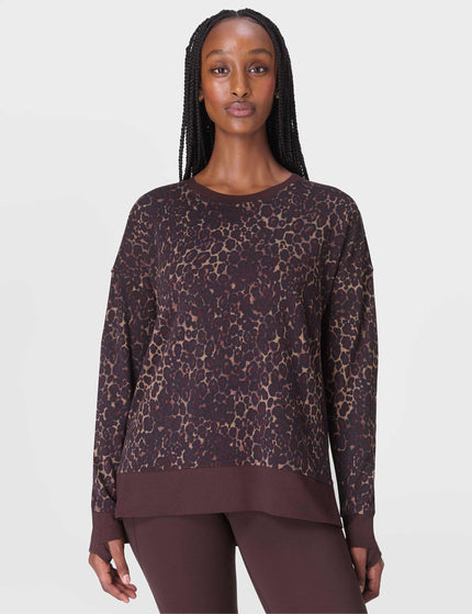 Sweaty Betty After Class Longline Sweatshirt - Brown Wild Leopard Printimages1- The Sports Edit