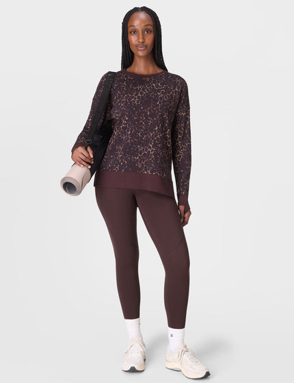 Sweaty Betty After Class Longline Sweatshirt - Brown Wild Leopard Printimages6- The Sports Edit