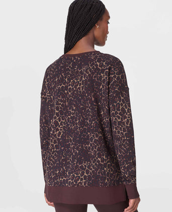 After Class Longline Sweatshirt - Brown Wild Leopard Print