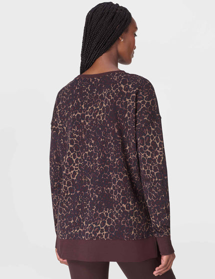 Sweaty Betty After Class Longline Sweatshirt - Brown Wild Leopard Printimages2- The Sports Edit