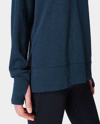 After Class Longline Sweatshirt - Navy Blue