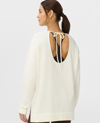 After Class Open Back Tie Sweatshirt - Dove White