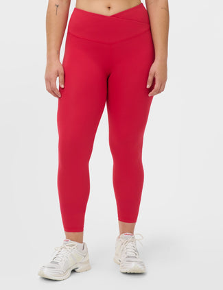 All Day 7/8 Wrap Waist Leggings - Crimson Red