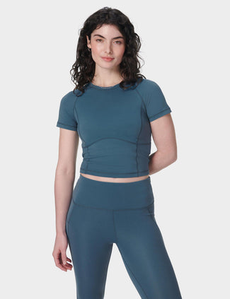 All Day Cropped T-Shirt - Subdued Blue