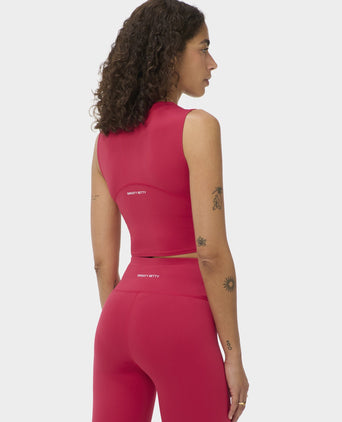 All Day Cropped Wrap Tank - Crimson Red