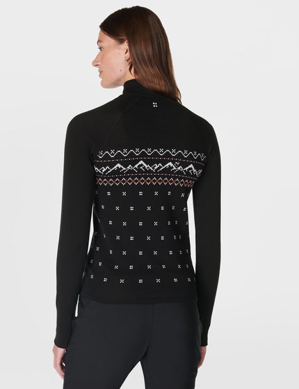 Sweaty Betty Alpine Betty Half Zip Base Layer Top - Black Alpine Betty Jacquardimage2- The Sports Edit