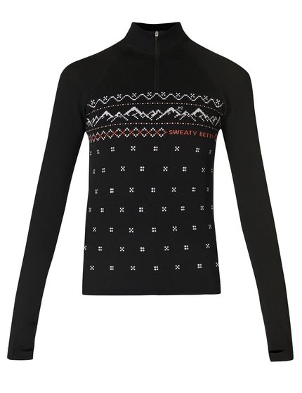 Sweaty Betty Alpine Betty Half Zip Base Layer Top - Black Alpine Betty Jacquardimage6- The Sports Edit