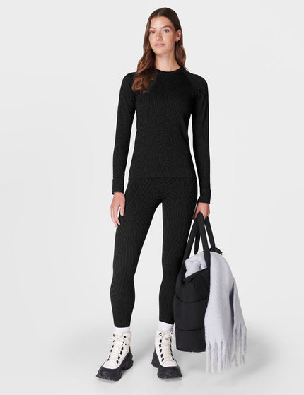 Sweaty Betty Animal Crew Neck Base Layer Top - Black Zebra Lines Jacquardimage5- The Sports Edit