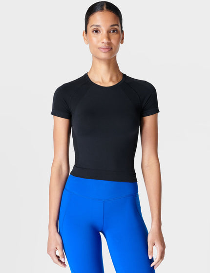Sweaty Betty Athlete Crop Seamless Gym T-Shirt - Blackimage1- The Sports Edit