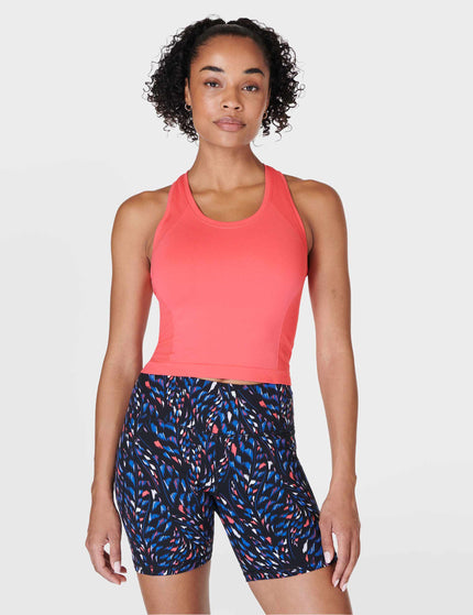 Sweaty Betty Athlete Crop Seamless Gym Vest - Coral Pinkimage1- The Sports Edit