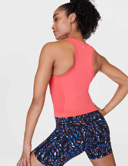 Sweaty Betty Athlete Crop Seamless Gym Vest - Coral Pinkimage2- The Sports Edit