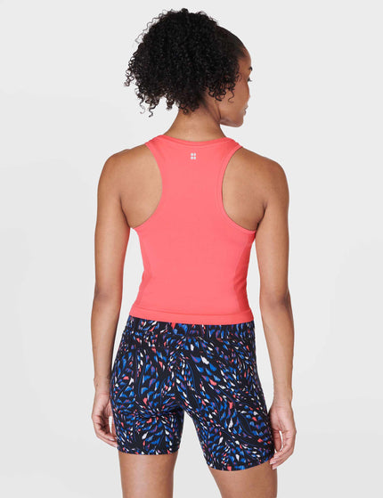 Sweaty Betty Athlete Crop Seamless Gym Vest - Coral Pinkimage3- The Sports Edit