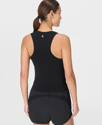 Athlete Crop Seamless Workout Vest - Black