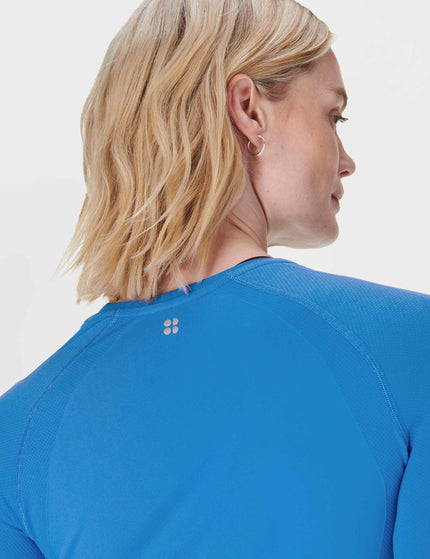 Sweaty Betty Athlete Seamless Gym Long Sleeve Top - Tidal Blueimage3- The Sports Edit