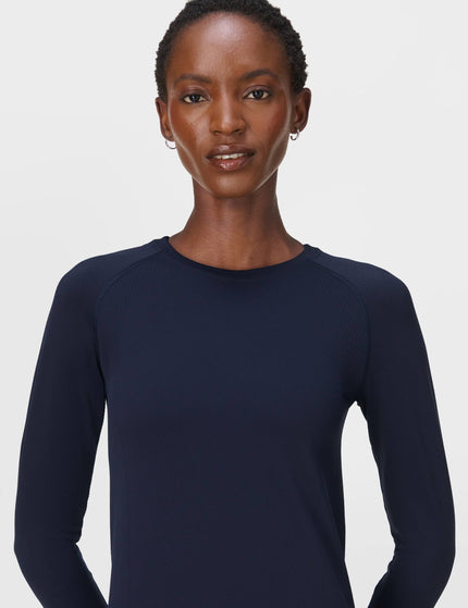 Sweaty Betty Athlete Seamless Workout Long Sleeve Top - Navy Blueimages3- The Sports Edit