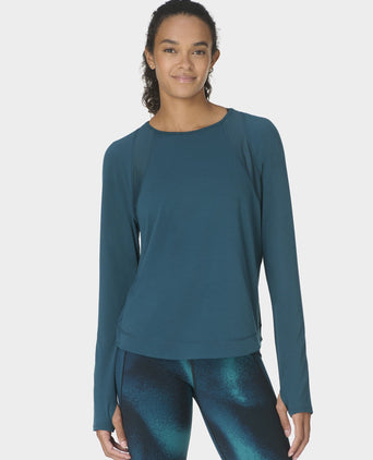 Breathe Easy Mesh Long Sleeve Top - Deep Green