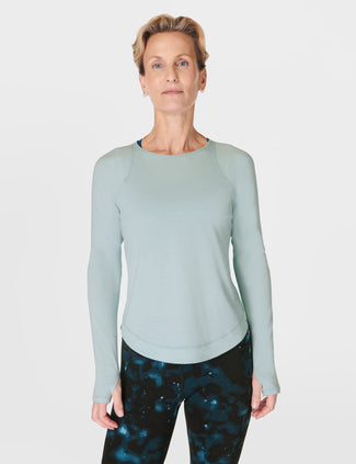 Breathe Easy Running Long Sleeve Top - Muted Teal Blue