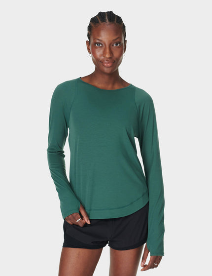 Sweaty Betty Breathe Easy Running Long Sleeve Top - Glade Greenimage1- The Sports Edit