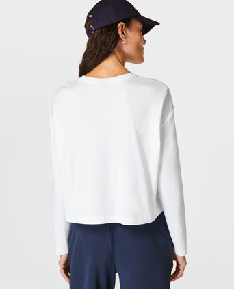 Essential Crop Long Sleeve T-Shirt - White