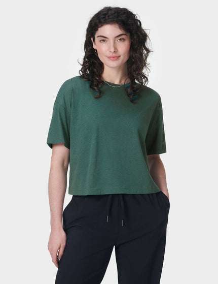 Sweaty Betty Essential Short Sleeve Crop T-Shirt - Glade Greenimage1- The Sports Edit