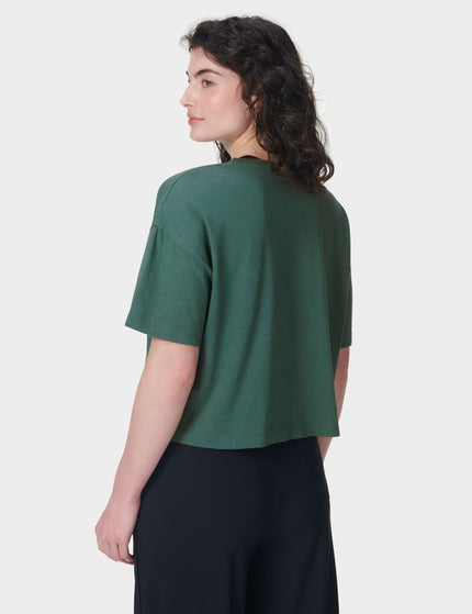 Sweaty Betty Essential Short Sleeve Crop T-Shirt - Glade Greenimage2- The Sports Edit