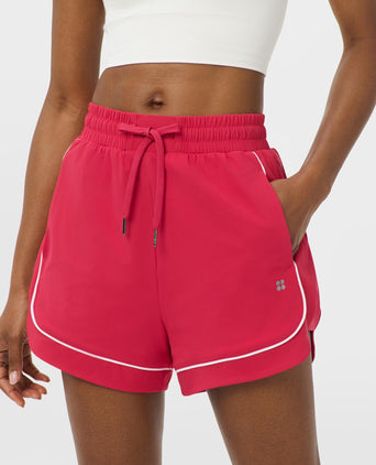 Explorer Track Piped Shorts - Crimson Red