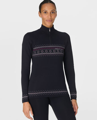 Fairisle Novelty Half Zip Base Layer - Black Fairisle Jacquard
