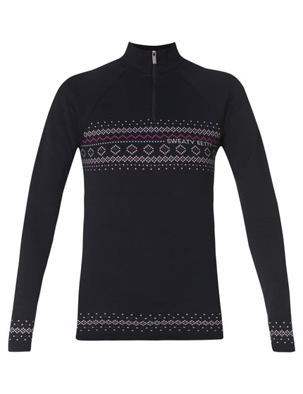 Sweaty Betty Fairisle Novelty Half Zip Base Layer - Black Fairisle Jacquardimages8- The Sports Edit