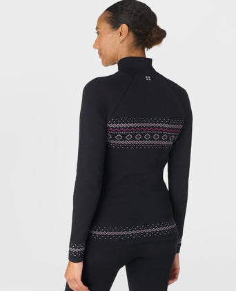 Fairisle Novelty Half Zip Base Layer - Black Fairisle Jacquard