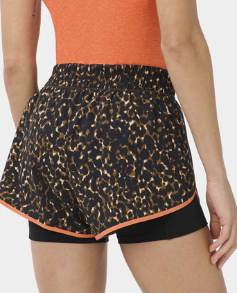 Get Set 2-in-1 Multi-Train Shorts - Brown Offbeat Animal Print